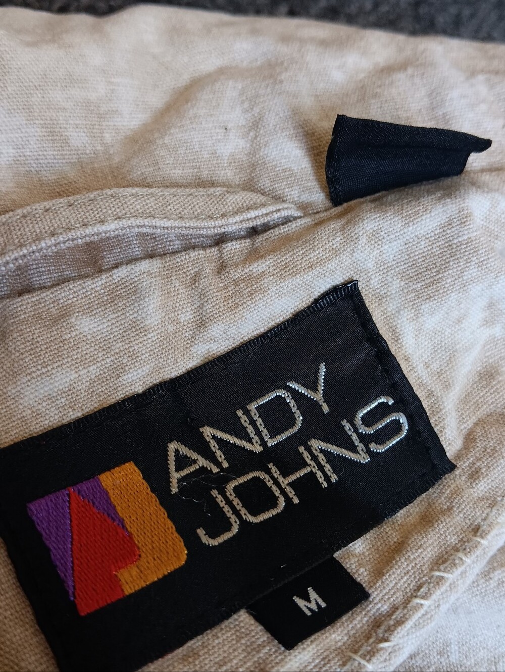 VTG Andy Johns Beige Marble Cotton Snap Up Denim Trench, Jacket Womens Medium - Picture 8 of 12